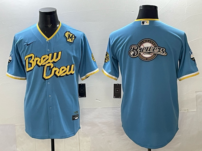 Men Milwaukee Brewers blank blue Nike MLB 2025 Jersey 005->milwaukee brewers->MLB Jersey